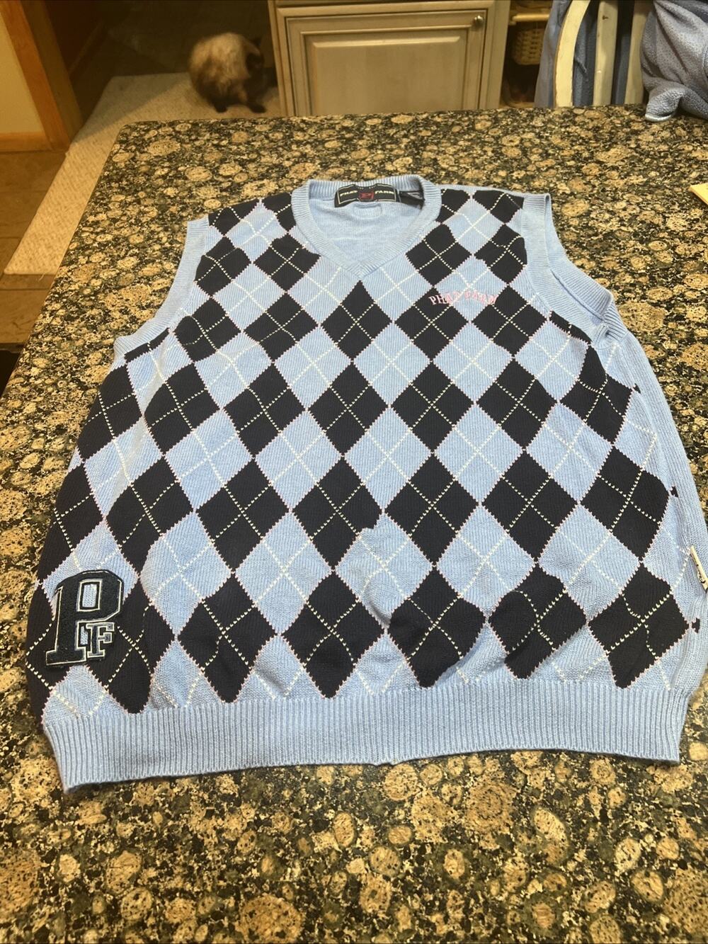 Men’s Phat Farm Blue Argyle Sweater Vest Size 3XL